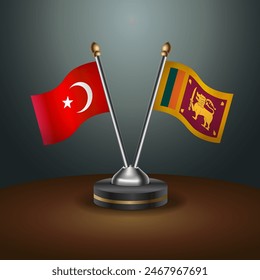 Turkey and Sri Lanka table flags relation with gradient backgrund. Vector Illustration