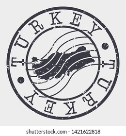 Turkey Stamp Postal. Map Silhouette Seal. Passport Round Design. Vector Icon. Design Retro Travel.