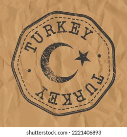 Turkey Stamp Travel Passport. Design Retro Symbol Country. Old Vintage Postmark.