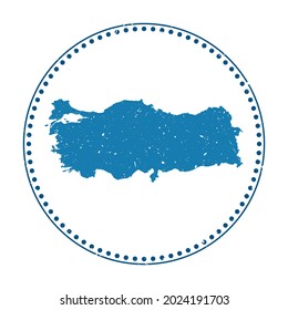 Turkey sticker. Travel rubber stamp with map of country, vector illustration. Can be used as insignia, logotype, label, sticker or badge of Turkey.