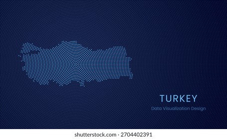 Türkei stilisierte gepunktete Karte in modernem zirkulärem Data-Tech-Visualisierungskonzept.