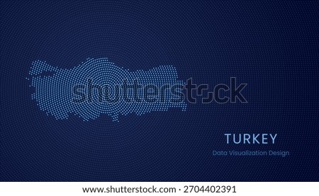 Turkey stylized dotted map in modern circular data tech visualization concept.