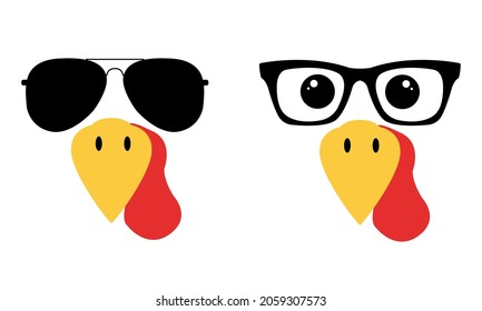 Turkey Sunglasses svg Thanksgiving Vector and Clip Art svg