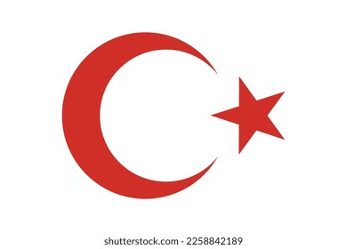 Turkey symbol. Turkey flag with star. Support Turkiye. Pray for Turkiye. National emblem of Turkey