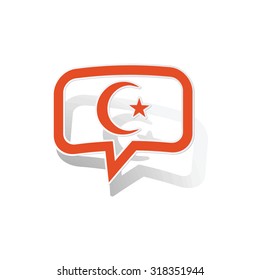 Turkey symbol message sticker, orange chat bubble with image inside, on white background