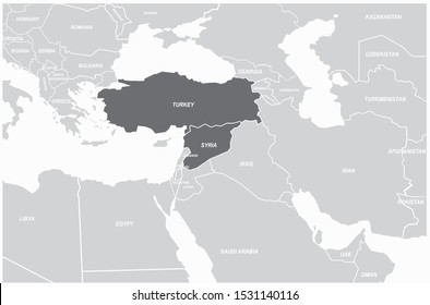 turkey and syria map. middle east countries map. 