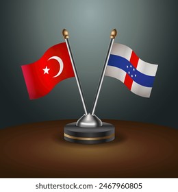 Turkey and  table flags relation with gradient backgrund. Vector Illustration