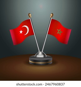 Turkey and  table flags relation with gradient backgrund. Vector Illustration