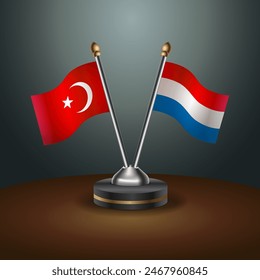 Turkey and  table flags relation with gradient backgrund. Vector Illustration