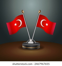 Turkey table flags relation with gradient backgrund. Vector Illustration