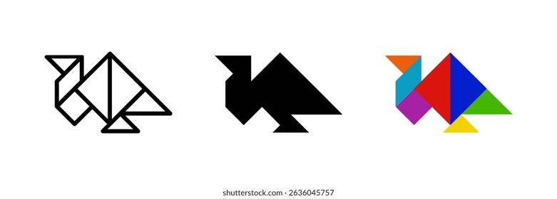 Turkey tangram icon. Ideal for farm or puzzle designs.