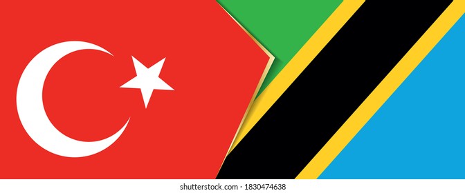 Turkey and Tanzania flags, two vector flags symbol of relationship or confrontation.
