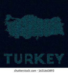 Turkey tech map. Country symbol in digital style. Cyber map of Turkey with country name. Creative vector illustration.