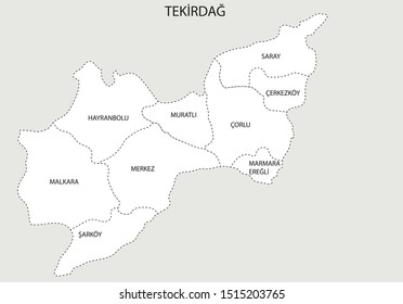 Turkey, Tekirdag district map drawing
