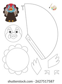 Turkey template for coloring and building for games
