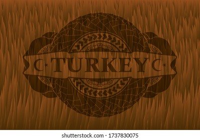 Türkei Text in Hairy Brown Pelzzeichen. Begleiter würdevollem Hintergrund. Vector-Abbildung. 