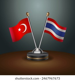 Turkey and Thailand table flags relation with gradient backgrund. Vector Illustration