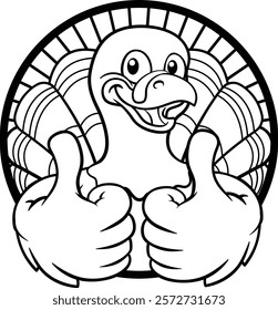 A turkey Thanksgiving cartoon bird Christmas mascot giving a thumbs up