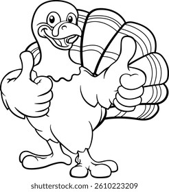 A turkey Thanksgiving cartoon bird Christmas mascot giving a thumbs up