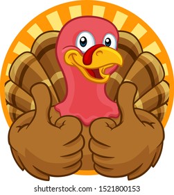 Turkey Thanksgiving or Christmas bird animal cartoon character giving a thumbs up