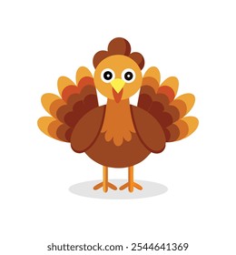 
Turkey Thanksgiving or Christmas Cartoon Character isolated flat vector llustration on white background.