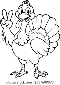 Turkey Thanksgiving Coloring Page Vector File