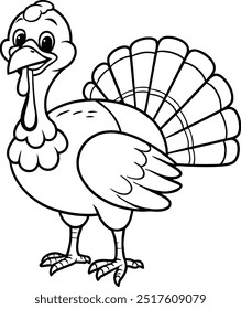 Archivo de Vector de página para colorear de Acción de Gracias de Turquía