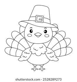 Turkey thanksgiving coloring pages for kids. Trace and color turkey. Turkey thanksgiving animal line art vector for coloring books. Kindergarten and preschool worksheets printable for kids. 