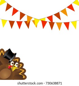 Turkey for Thanksgiving Day, garland on white background