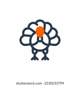 Turkey for Thanksgiving Day Purpose Vector Icon