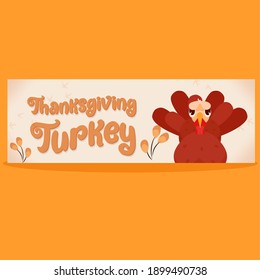Turkey Thanksgiving day white banner autumn food- Vector