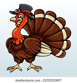 Turkey With Thanksgiving Hat Illustration