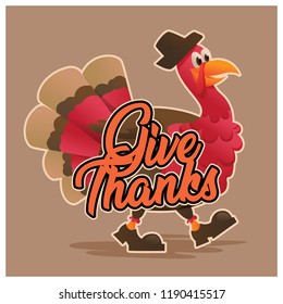TURKEY WITH THANKSGIVING TYPOGRAPHY