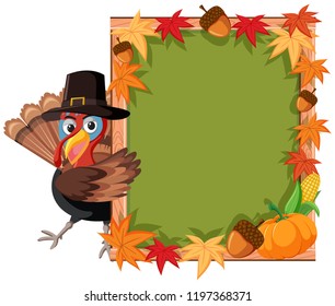 Turkey Thanskgiving Theme Border Illustration