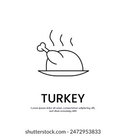 turkey thin outline icon vector design good for web or mobile app
