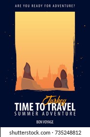 Turkey. Time to Travel. Journey, trip and vacation. Vector travel illustration