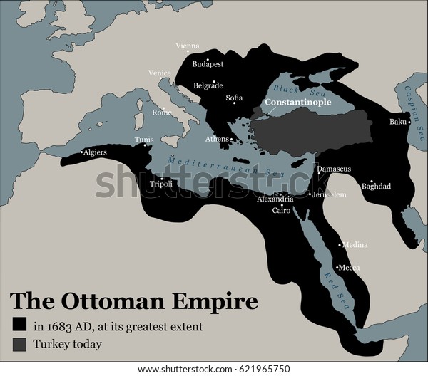 Turkey Today Ottoman Empire Greatest Extent Stock Vector (Royalty Free ...