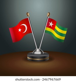 Turkey and Togo table flags relation with gradient backgrund. Vector Illustration