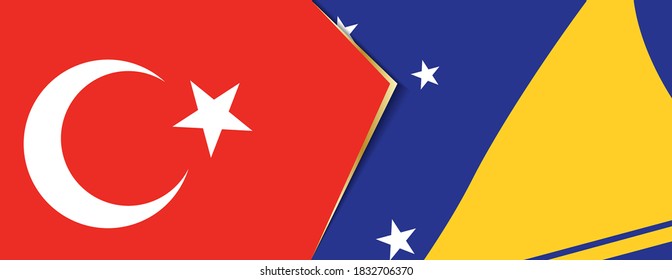 Turkey and Tokelau flags, two vector flags symbol of relationship or confrontation.