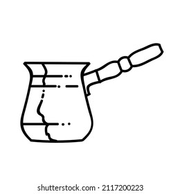 turkey traditional coffee pot icon black and white vector illustration. Editable outline stroke.
