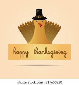 a turkey with a traditional hat and text for thanksgiving