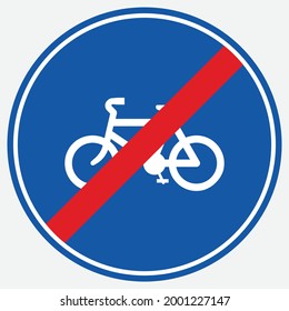 Turkey Traffic Sign: Mandatory Bicycle Road End (TT-38b)