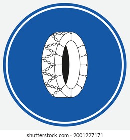 Turkey Traffic Sign: It is Mandatory to Wear Chains (TT-42a)