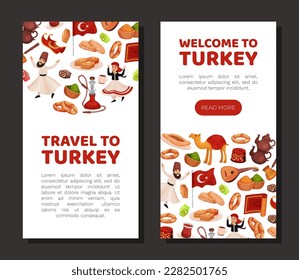 Turkey Travel Banner Design with Authentic Symbols Vector Template