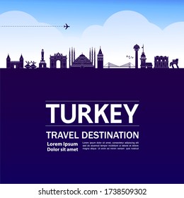 Turkey travel destination grand vector illustration. 