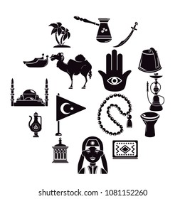 Turkey travel icons set. Simple illustration of 16 Turkey travel vector icons for web