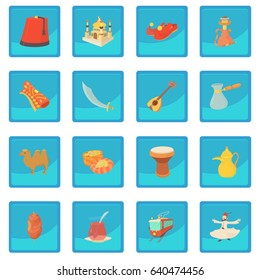 Turkey travel symbols icon blue app for any design vector illustration