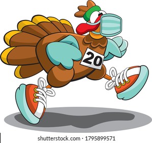 Turkey Trot 2020 Logo Character Thanksgiving