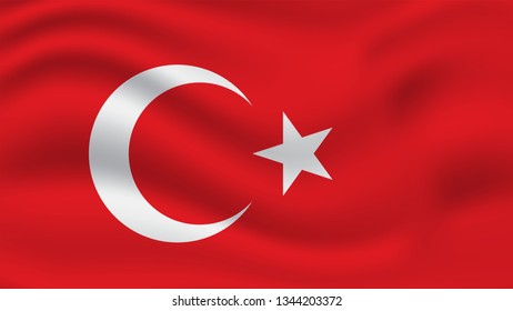 Turkey Turkish flag of silk with copyspace for your text or images and white background -3D illustration