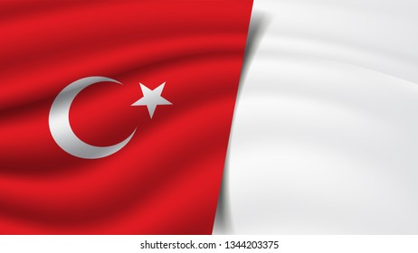 Turkey Turkish flag of silk with copyspace for your text or images and white background -3D illustration